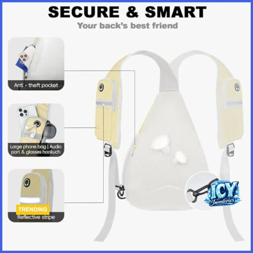 Anti-Theft Sling Bag RFID Blocking Waterproof Nylon Lightweight Crossbody